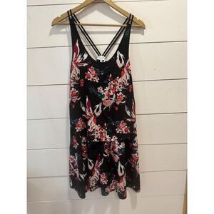 Derek Lam 10C x Athleta Black Floral Print Knee Length Tent Dress Medium